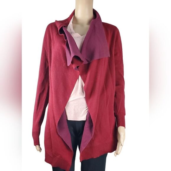 CAbi Long Red Maroon Cardigan 3479 - Picture 2 of 5